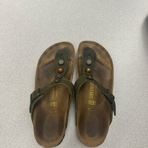 Birkenstock Brown Sandals with Orange Accents